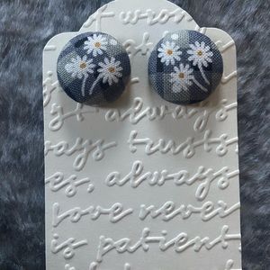 Flower Button Earrings